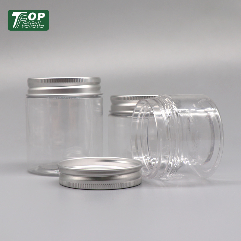 Small Clear Cream Packaging Container Cosmetic Jars 50ml PET Plastic Jar with Aluminum Lid