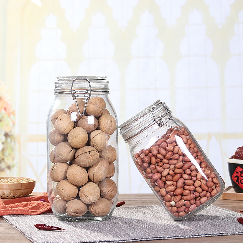 Small Clear Glass Clip Top Jars Kitchen Food Storager Jar With Nap-Lock Bail Lid