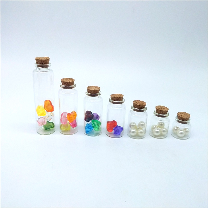 Small Clear Mini Borosilicate Glass Test Tube Bottle Vials With Cork Lid Stopper