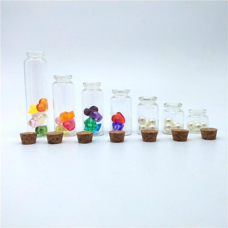 Small Clear Mini Borosilicate Glass Test Tube Bottle Vials With Cork Lid Stopper