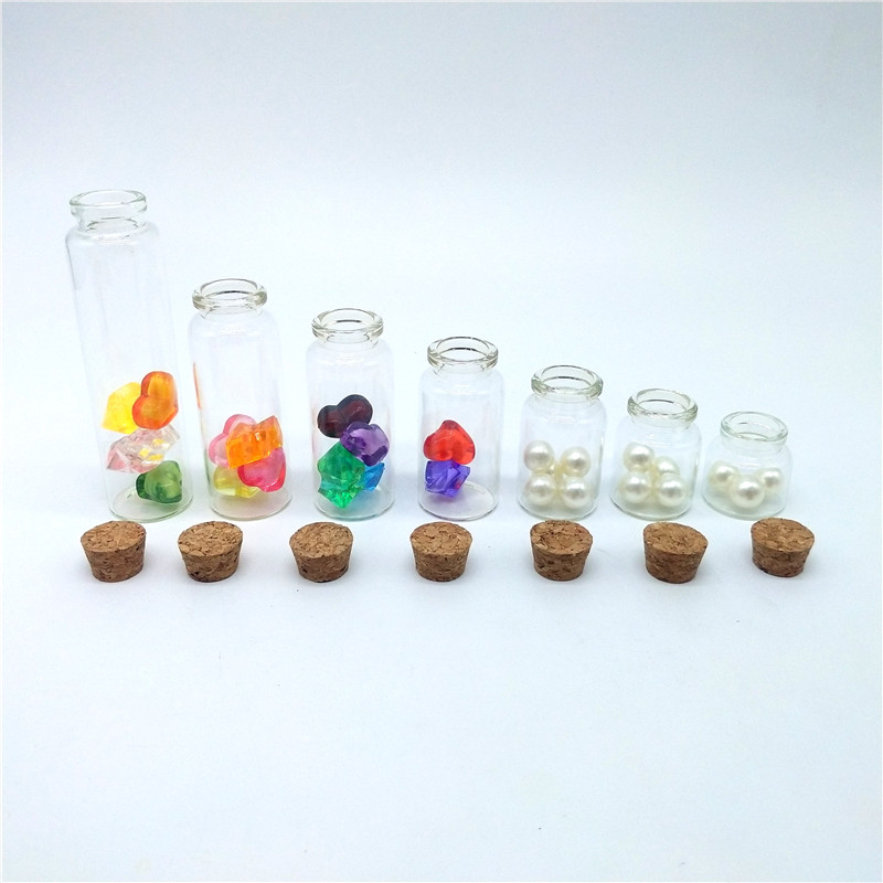 Small Clear Mini Borosilicate Glass Test Tube Bottle Vials With Cork Lid Stopper