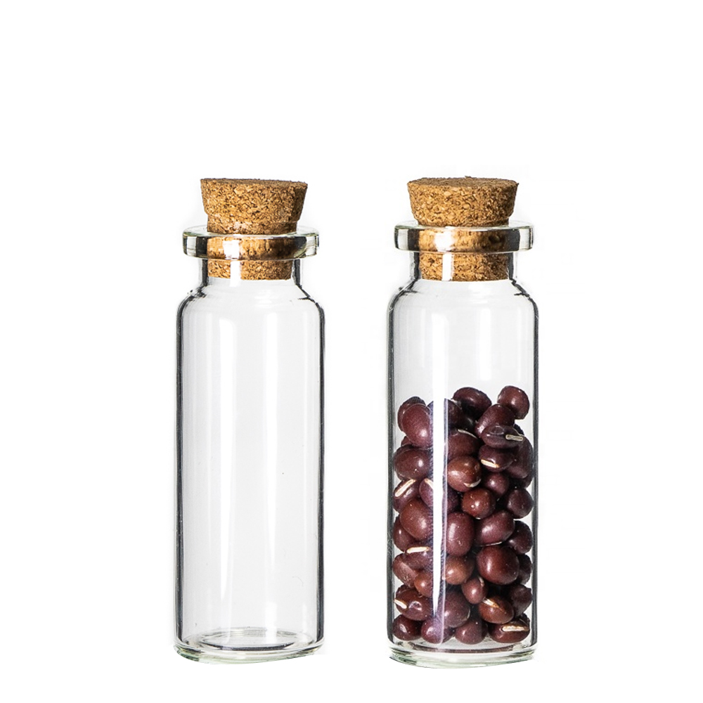 Small Clear Sample test Tube glass vials With wooden Cork stopper jars wishing bottle Glass