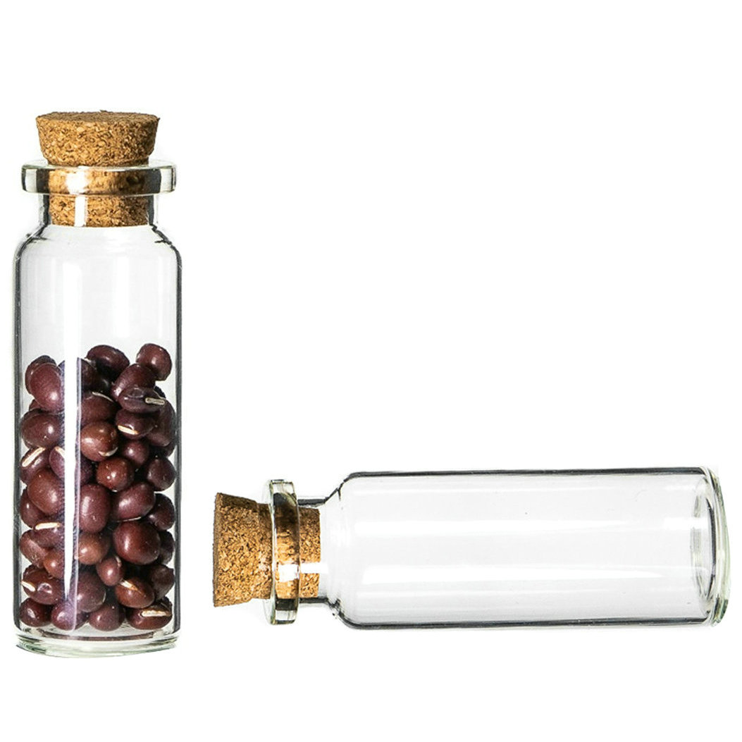 Small Clear Sample test Tube glass vials With wooden Cork stopper jars wishing bottle Glass