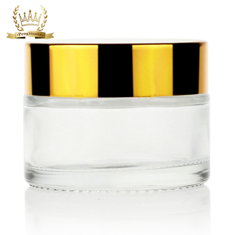 Small Container Cosmetic Eye Cream Frasco De Vidrio Frosted Clear Glass Jars with Aluminum Lid Round Frosted Glass Jars and Lids