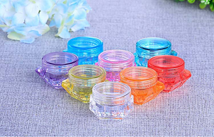 Small Cosmic Container Diamond Shape Crystal Cosmetic Jar 3ml 5ml 3g 5g