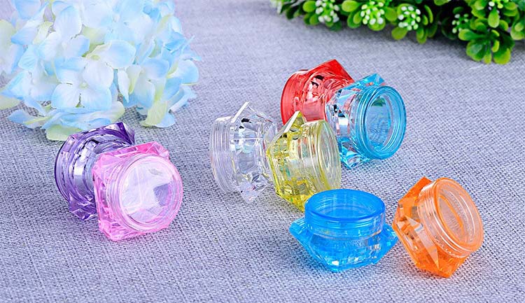 Small Cosmic Container Diamond Shape Crystal Cosmetic Jar 3ml 5ml 3g 5g