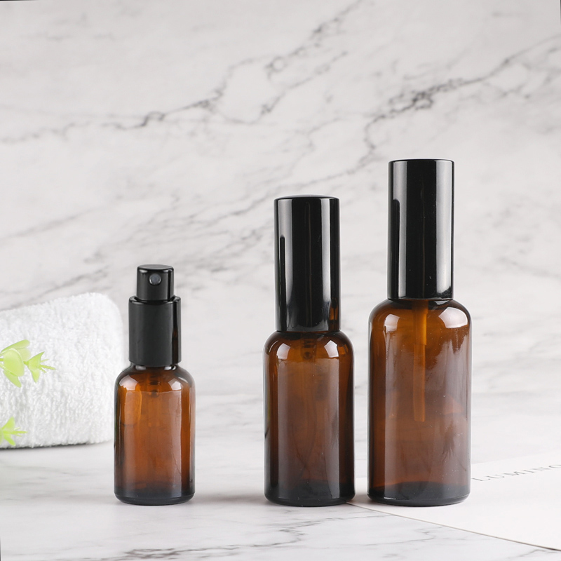 Small Empty Boston Room Amber cylinder Perfume Glass Spray Bottle 10ml for Cosmetic Attar