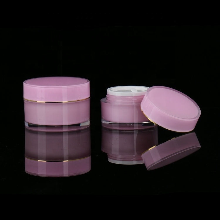 Small Empty Cosmetic Packaging Plastic Pink Face Cream Jar With Lid 30g 50g For Skincare Lip Balm Container