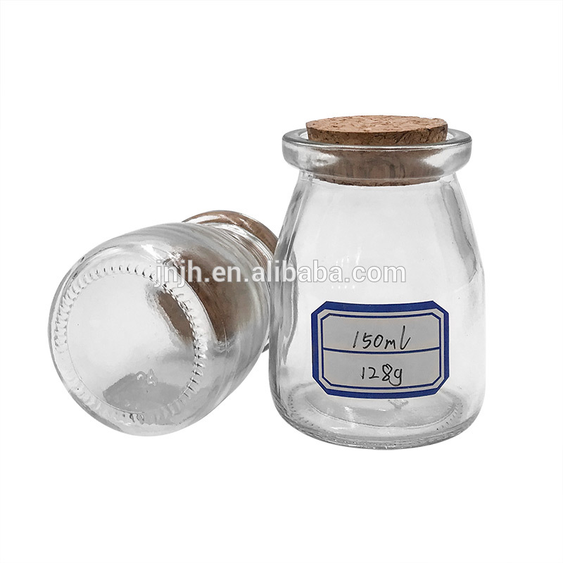 Small Glass Milk Bottles Glass Pudding Jars With Wooden Corks