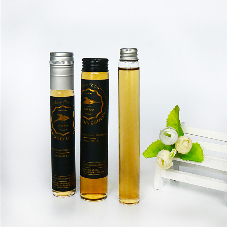 Small Glass Tester Bottle 30ml 50ml 100ml 150ml For Vodka Cocktail Juice Dry Herbals Clear Mini Long Tube Bottle with Screw cap