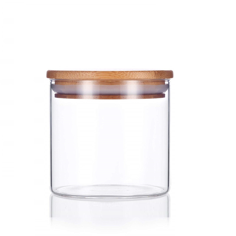 Small Kitchen Borosilicate Glass Jar Bamboo Lid Food Storage Jar 30ml 40ml 50ml 100ml