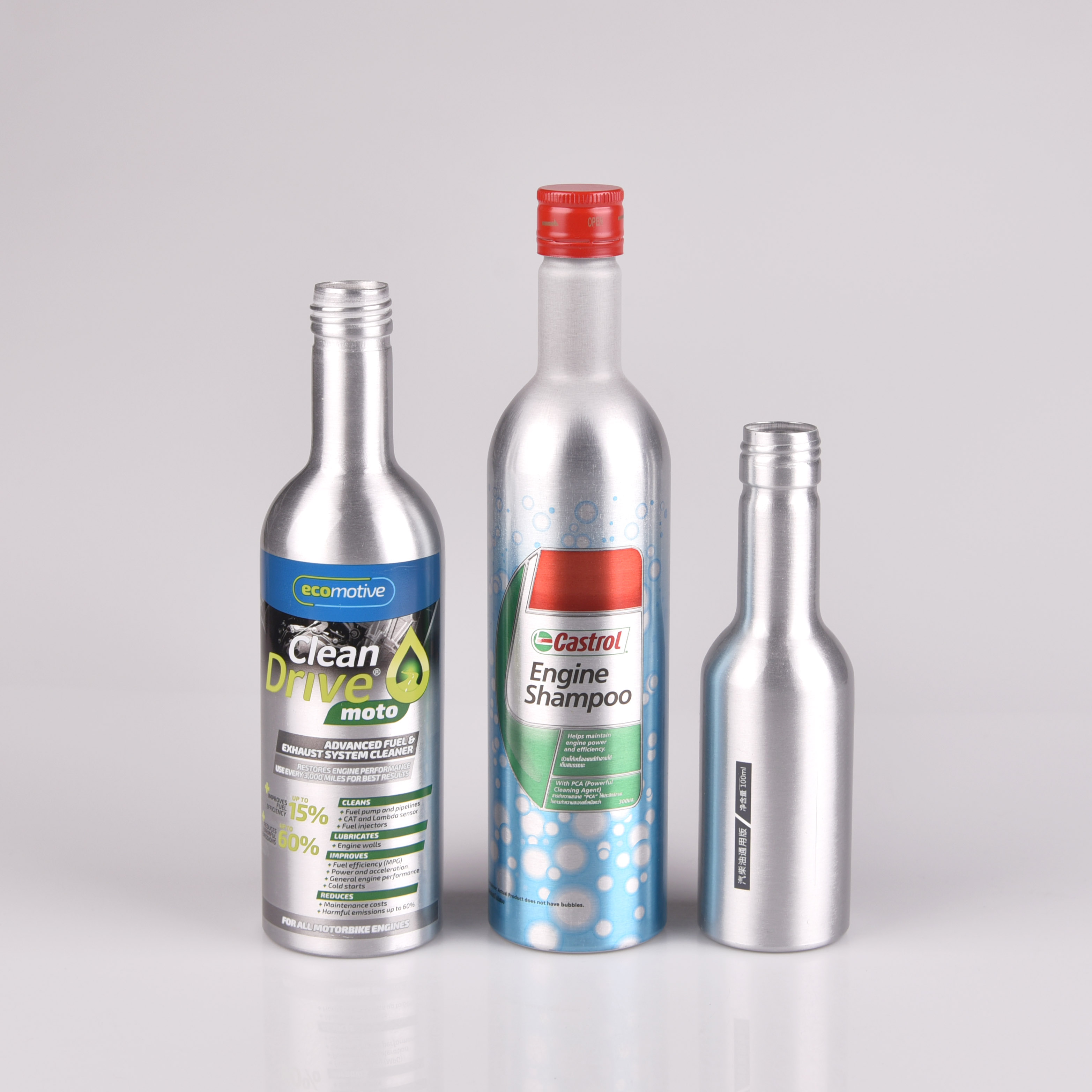 Small Long Neck Aluminum Fuel Oil Additive Bottle