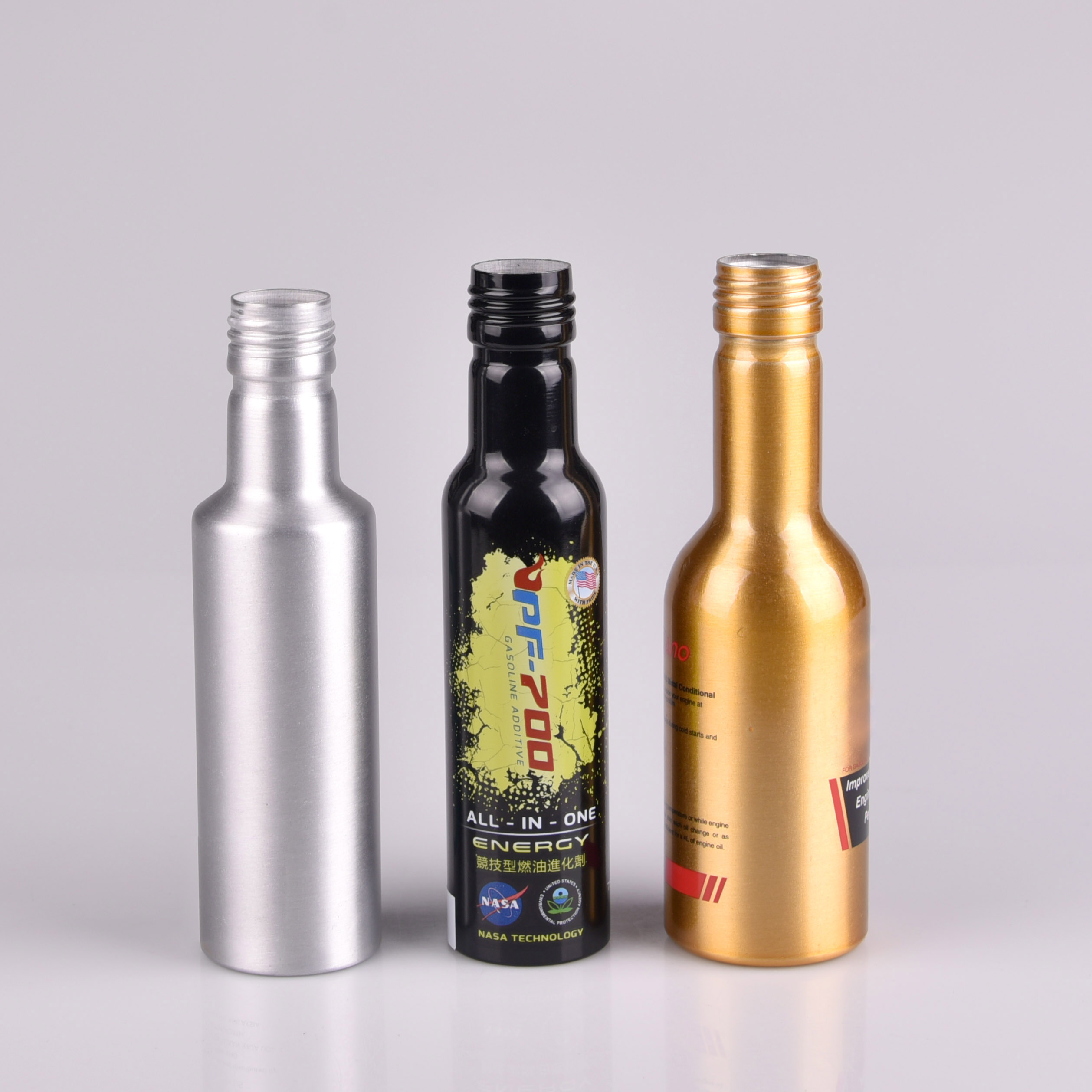 Small Long Neck Aluminum Fuel Oil Additive Bottle
