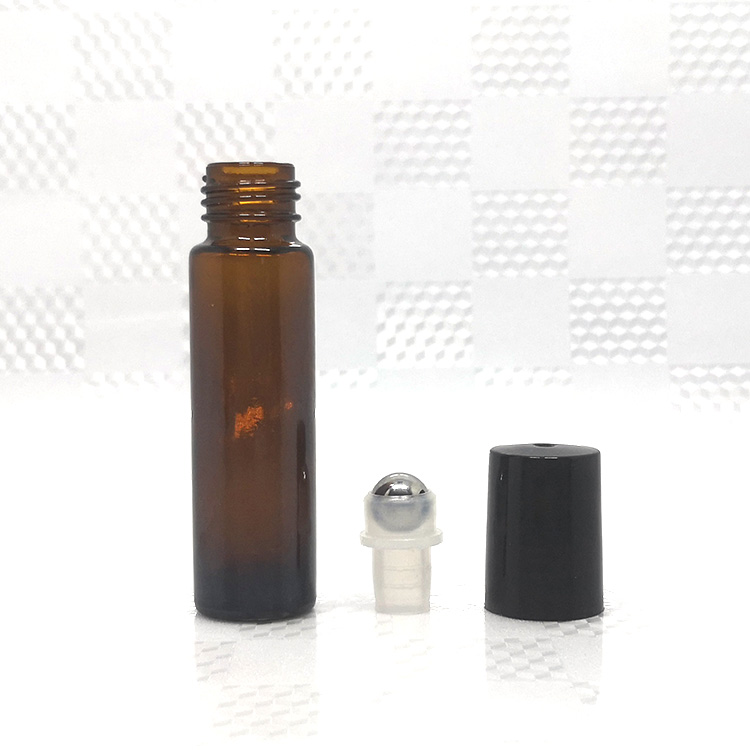 Small Mini Eye Serum Essential Oil Roller Glass Bottle Amber with Stainless Metal Ball Perfume Jz-roll on Bottle Roll on 10ml