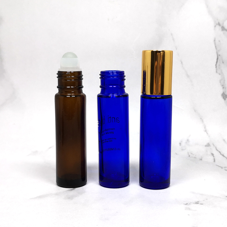 Small Mini Eye Serum Essential Oil Roller Glass Bottle Amber with Stainless Metal Ball Perfume Jz-roll on Bottle Roll on 10ml