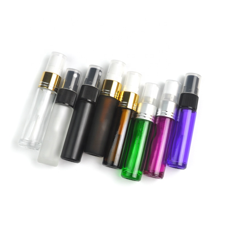 Small Mini Travel Portable perfume thick Glass 6ml 8ml 10ml 15ml frosted black spray Bottle with Atomizer pump