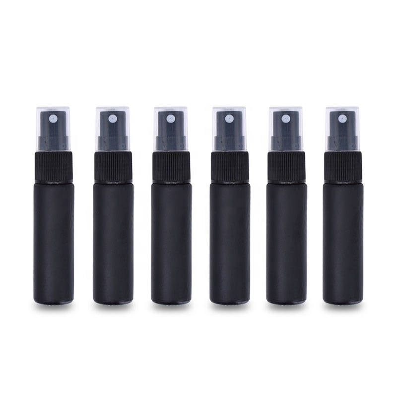 Small Mini Travel Portable perfume thick Glass 6ml 8ml 10ml 15ml frosted black spray Bottle with Atomizer pump