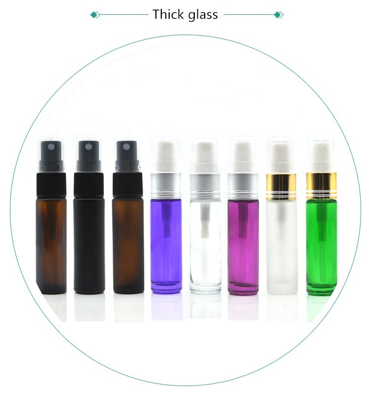 Small Mini Travel Portable perfume thick Glass 6ml 8ml 10ml 15ml frosted black spray Bottle with Atomizer pump