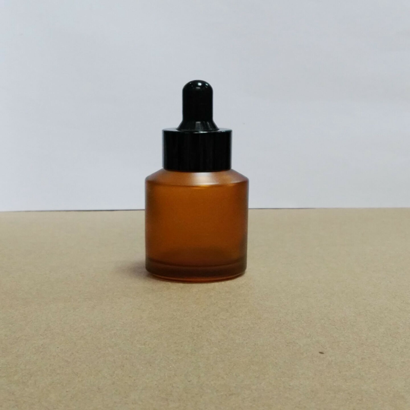 Small Minimum Order Quantity Essential 30ml Oil Usage Frosted Glass Serum Dropper Bottle Matte Black Dropper Bottle
