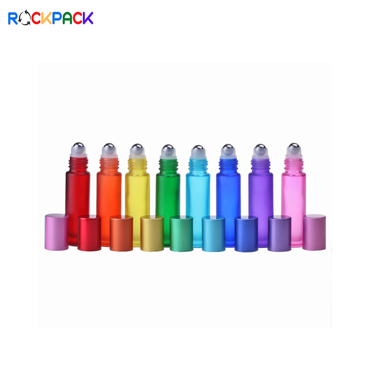 Small Order 10ml 5ml Roller oil bottle with Steel Roller Ball and multicolor Lids