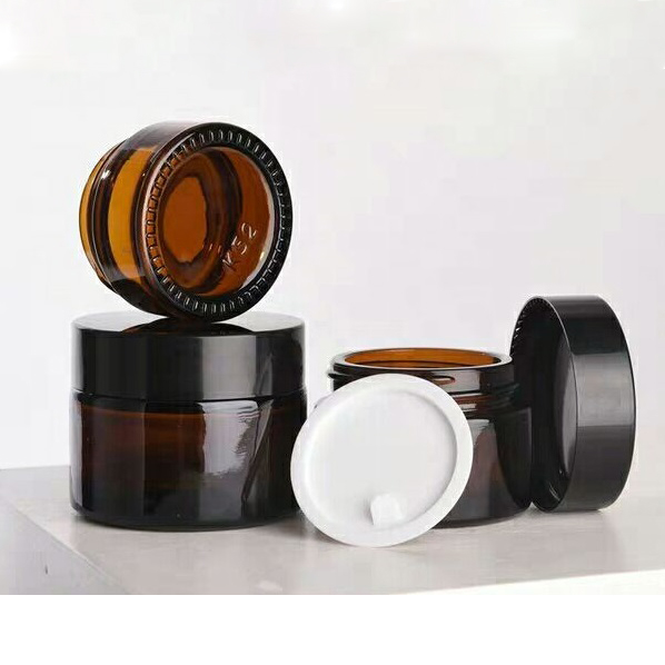 Small Order 5g 10g 15g 20g Glass Amber Brown Cosmetic Face Cream Lip Balm Glass Jar