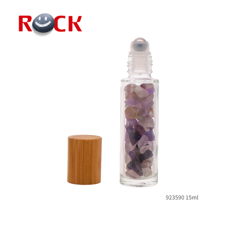 Small Order transparent clear 10ml 15ml roller containers roll on perfume bottle with bamboo lids