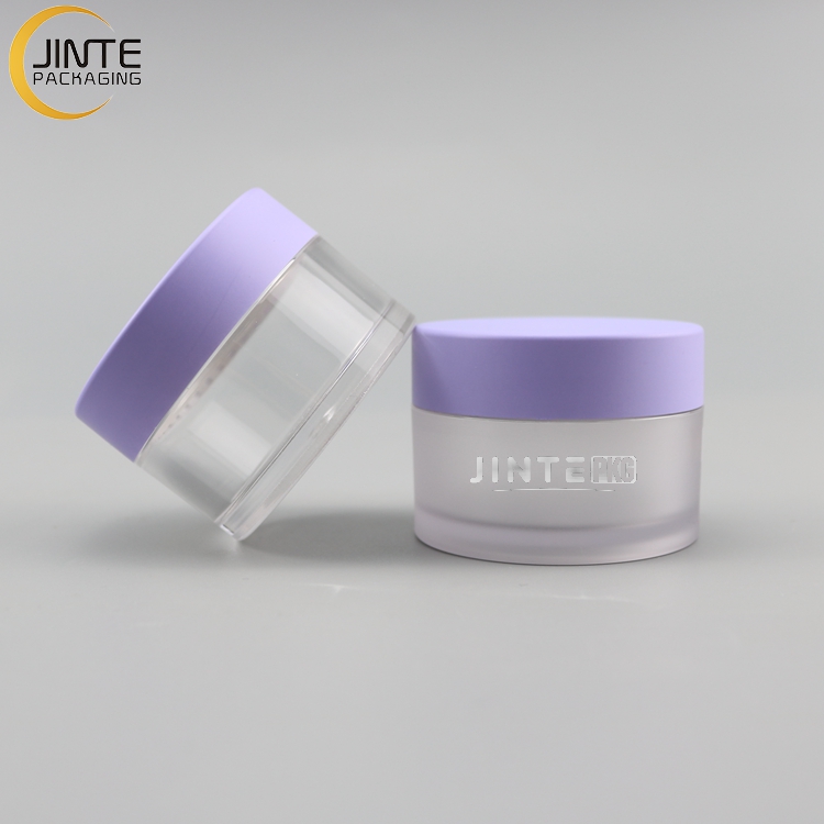 Small Plastic Containers With Purple Lid 1oz 2oz Cosmetic Cream Container Lip Blam Body Scrub Butter Jars