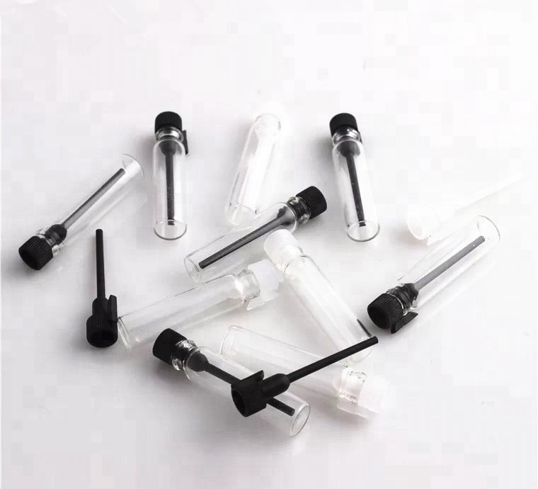 Small Sample Brown Plastic Drip Perfume Bottle Empty test tube glass bottle 1 ml 2ml perfume tester fragrance sample bottle