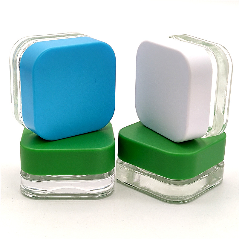 Small Square 3ml 5 ml 7ml 9 ml Child Proof Qubes Weck Concentrate Glass CBD Oil Child Resistant Jars With Custom Corrugated Box