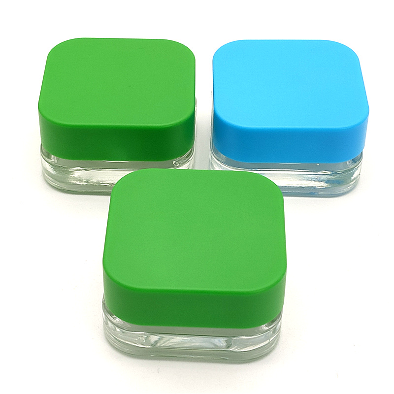 Small Square 3ml 5 ml 7ml 9 ml Child Proof Qubes Weck Concentrate Glass CBD Oil Child Resistant Jars With Custom Corrugated Box