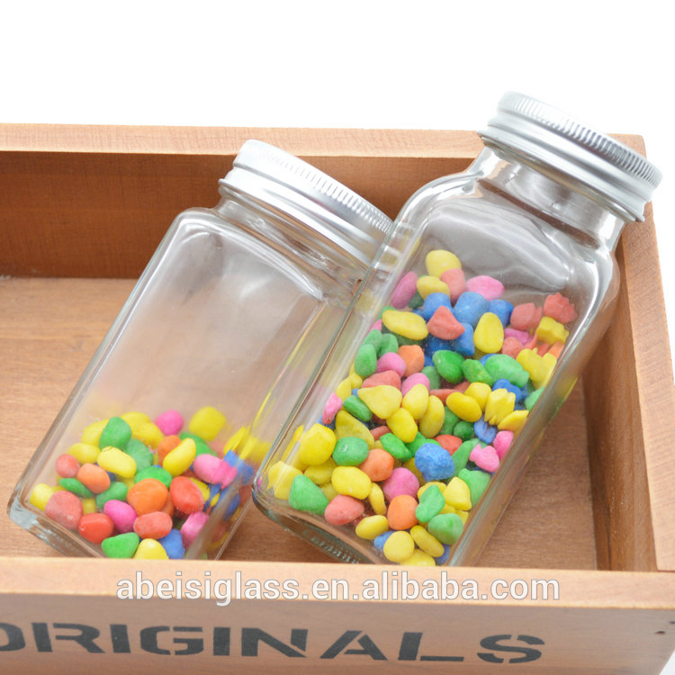 Small Square Airtight Glass Spice Glass Jars for Spice Tools Containers