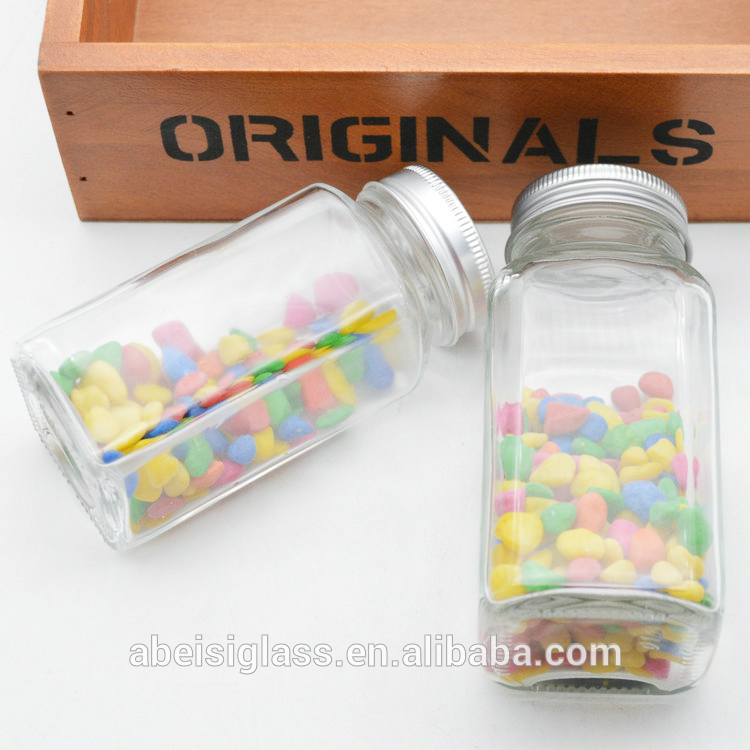 Small Square Airtight Glass Spice Glass Jars for Spice Tools Containers