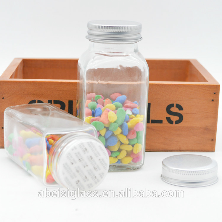 Small Square Airtight Glass Spice Glass Jars for Spice Tools Containers