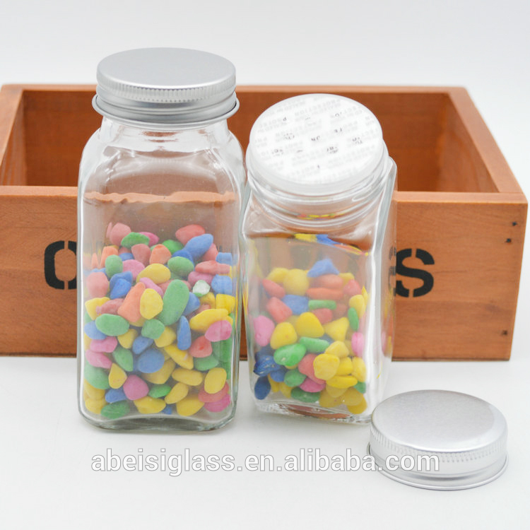 Small Square Airtight Glass Spice Glass Jars for Spice Tools Containers