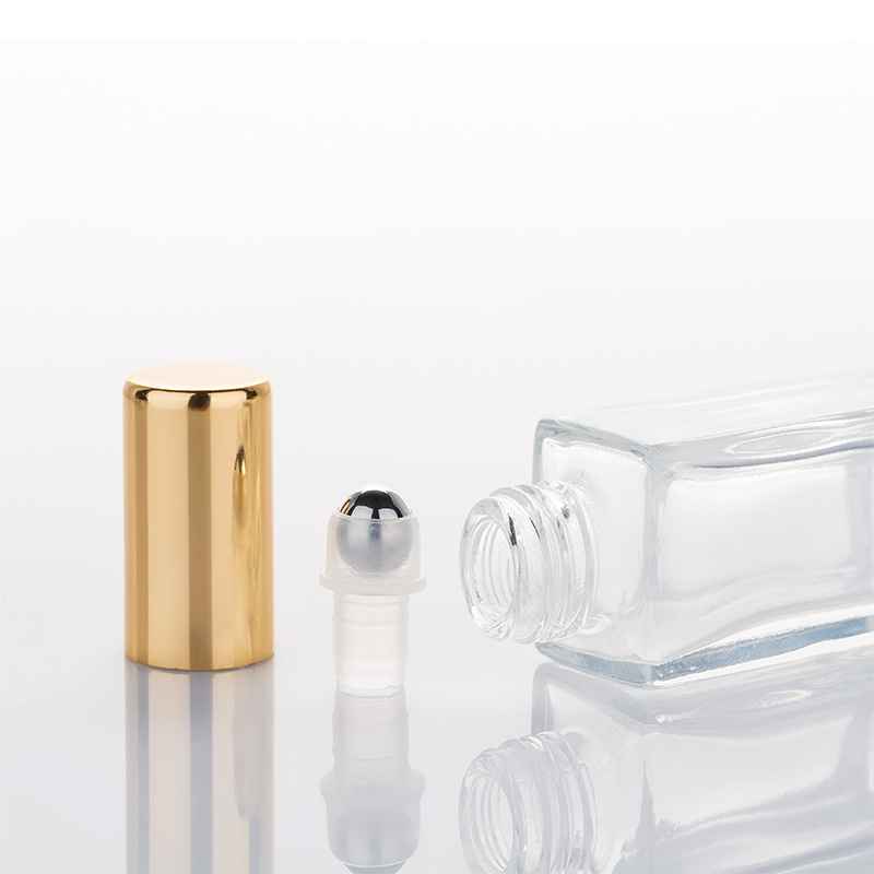 Small Square Roll On Empty 6ml Clear High Quality Empty Glass Perfume Bottle