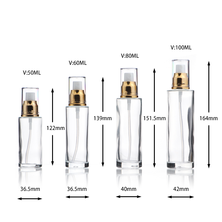 Small Transparency Glass Pump 20ml 30ml 40ml Empty Bottle Lotion Face Serum Bottle