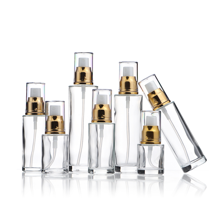 Small Transparency Glass Pump 20ml 30ml 40ml Empty Bottle Lotion Face Serum Bottle