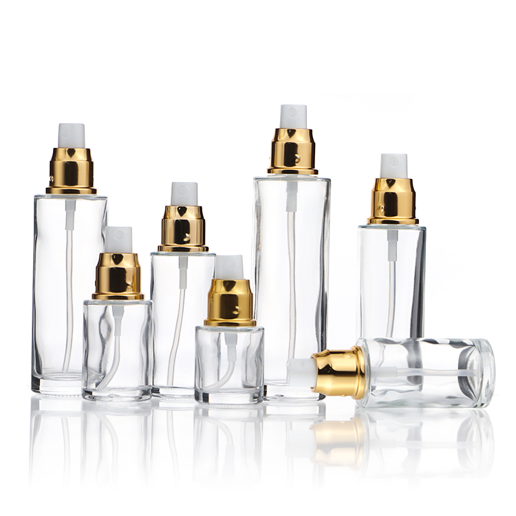 Small Transparency Glass Pump 20ml 30ml 40ml Empty Bottle Lotion Face Serum Bottle