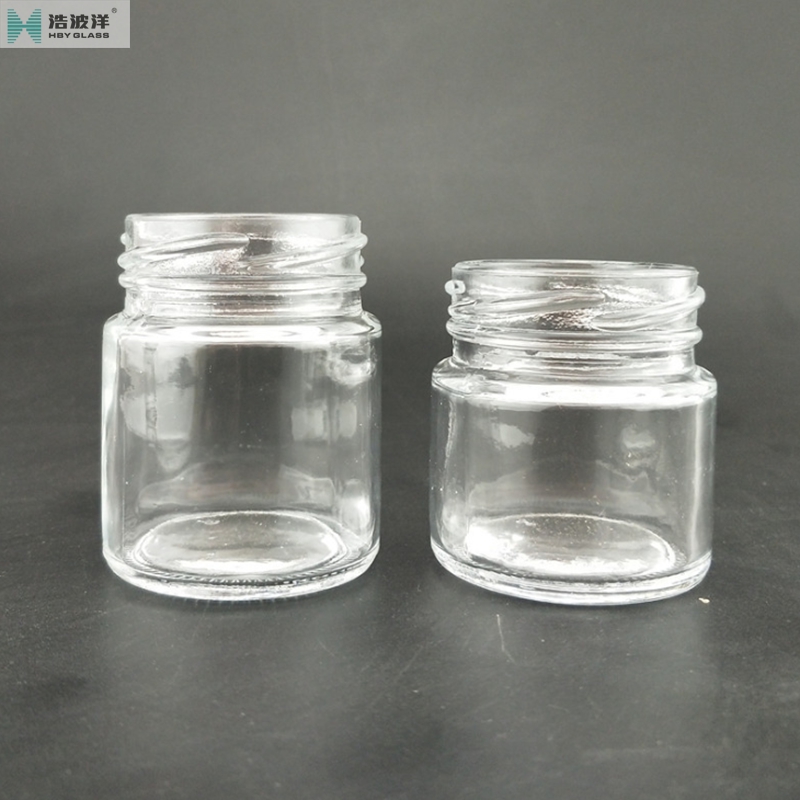 Small clear 25ml 45ml 100ml caviar glass jar honey glass jar with screw lid