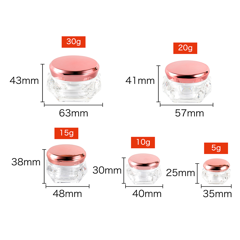 Small clear pink plastic eye cream cosmetic packaging pot jars with lids 5g 10g 15g 20g 25g 30g