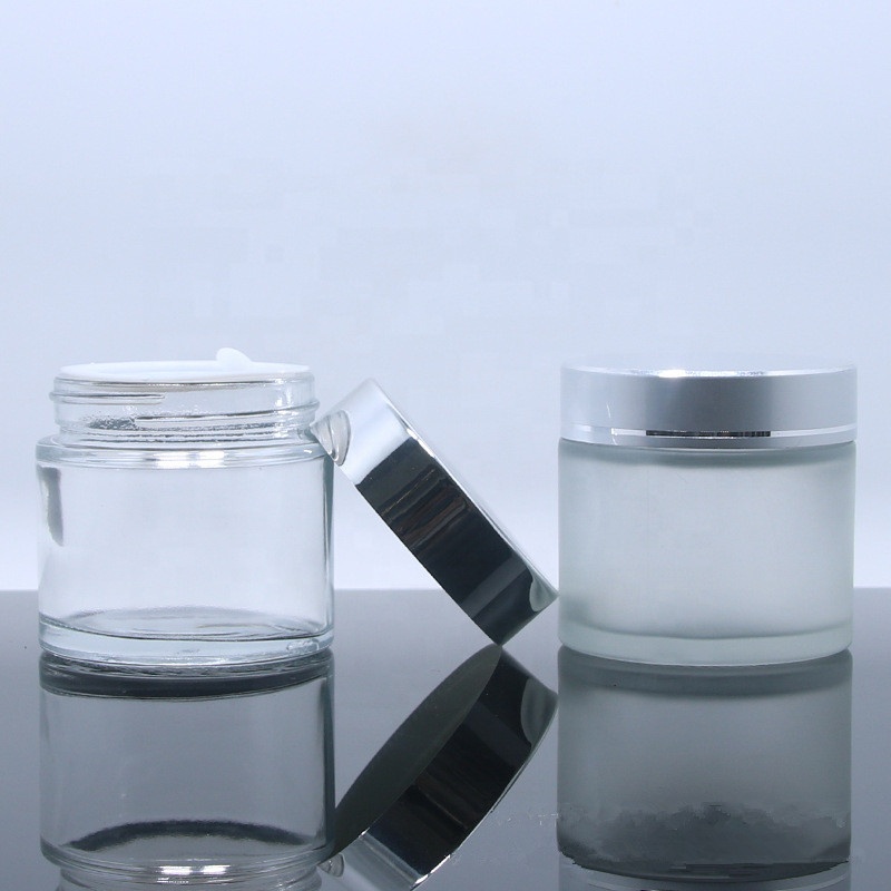 Small cream container frosted glass body scrub jar amber custom empty glass jar with lid 5g 10g 15g 20g 30g 50g 60g 100g 200g