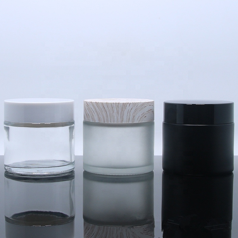 Small cream container frosted glass body scrub jar amber custom empty glass jar with lid 5g 10g 15g 20g 30g 50g 60g 100g 200g