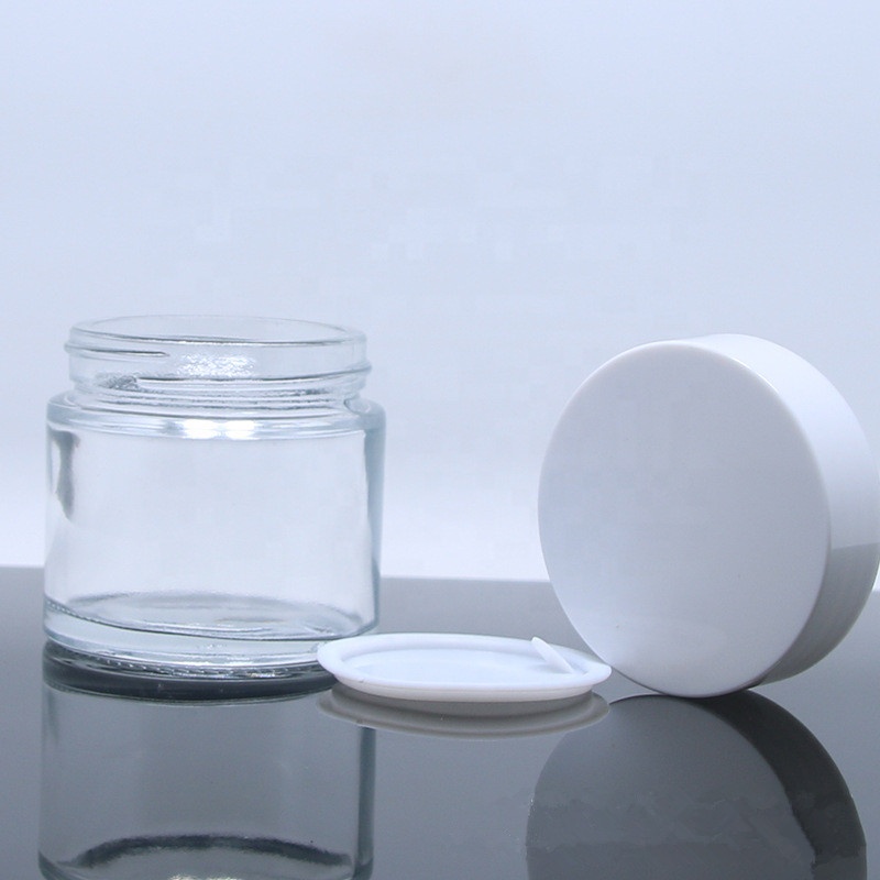 Small cream container frosted glass body scrub jar amber custom empty glass jar with lid 5g 10g 15g 20g 30g 50g 60g 100g 200g