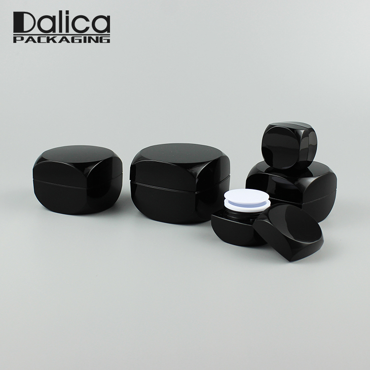 Small cute empty plastic black 5ml 10ml square cosmetic jar