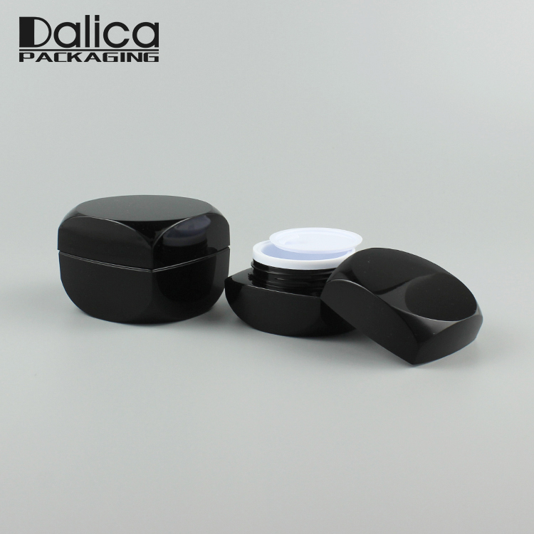 Small cute empty plastic black 5ml 10ml square cosmetic jar