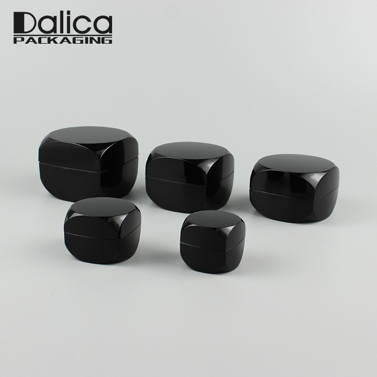 Small cute empty plastic black 5ml 10ml square cosmetic jar