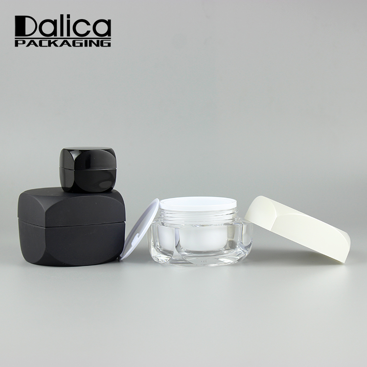 Small cute empty plastic black 5ml 10ml square cosmetic jar