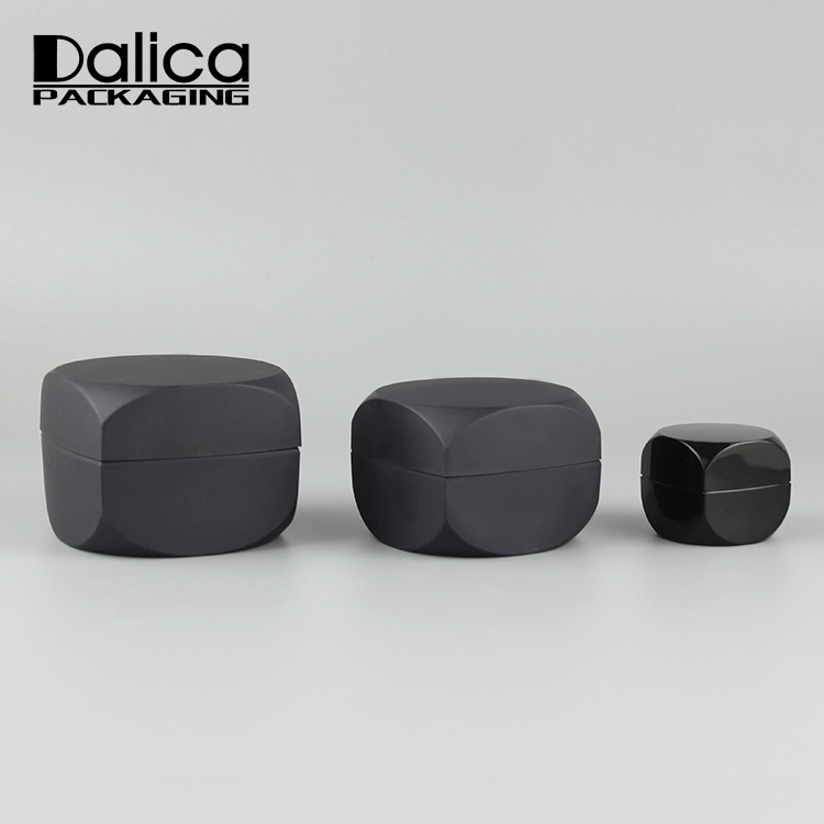 Small cute empty plastic black 5ml 10ml square cosmetic jar