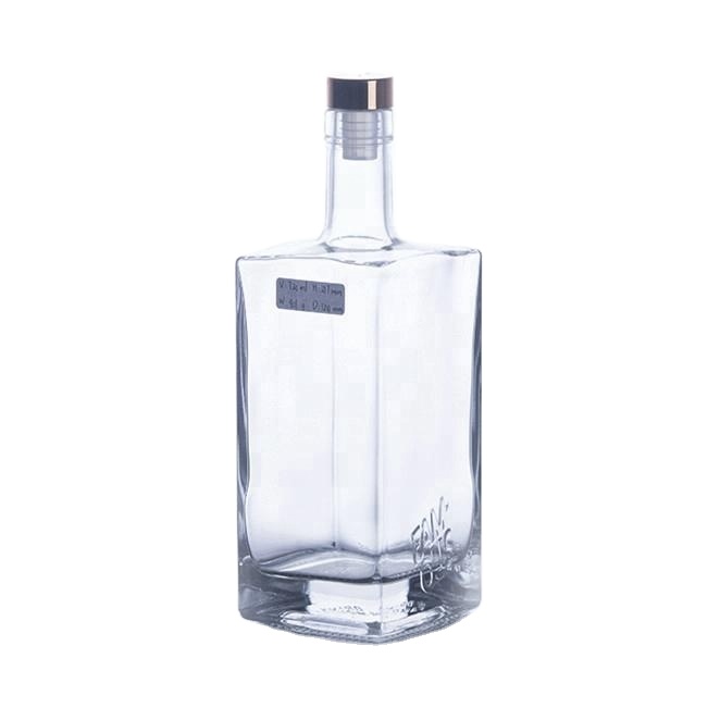 Small mini glass square flat glass bottle 100ml 200ml 300ml custom logo empty luxury spirit bottle alcohol