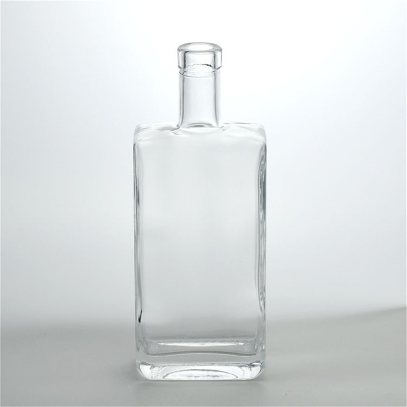 Small mini glass square flat glass bottle 100ml 200ml 300ml custom logo empty luxury spirit bottle alcohol